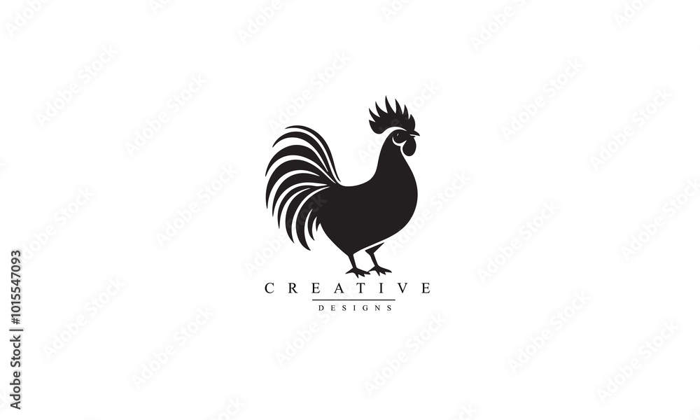 Rooster, chicken black icon vector, white background Rooster, chicken black icon vector, white background