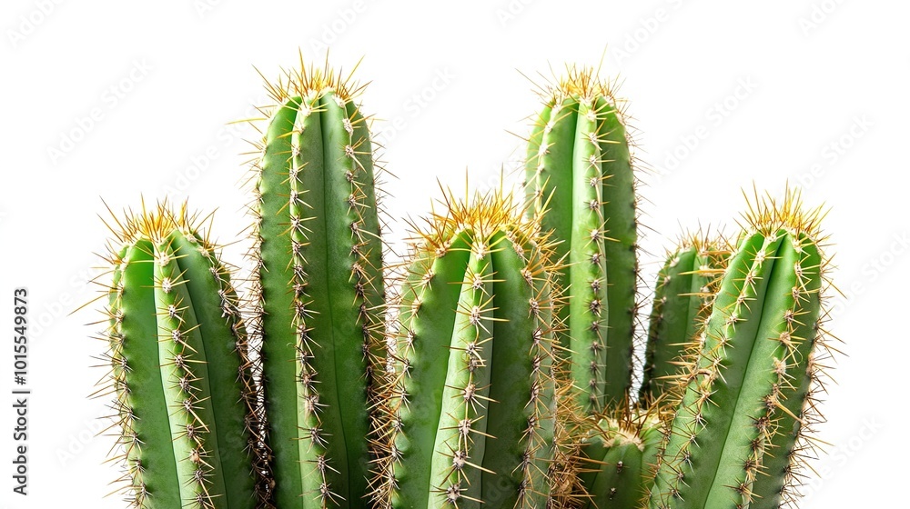 Tall green cacti with spiny textures standing against a minimalist white background, highlighting their sharp details and natural beauty. The simple, clean backdrop emphasizes the vibrant green color Tall green cacti with spiny textures standing against a minimalist white background, highlighting their sharp details and natural beauty. The simple, clean backdrop emphasizes the vibrant green color