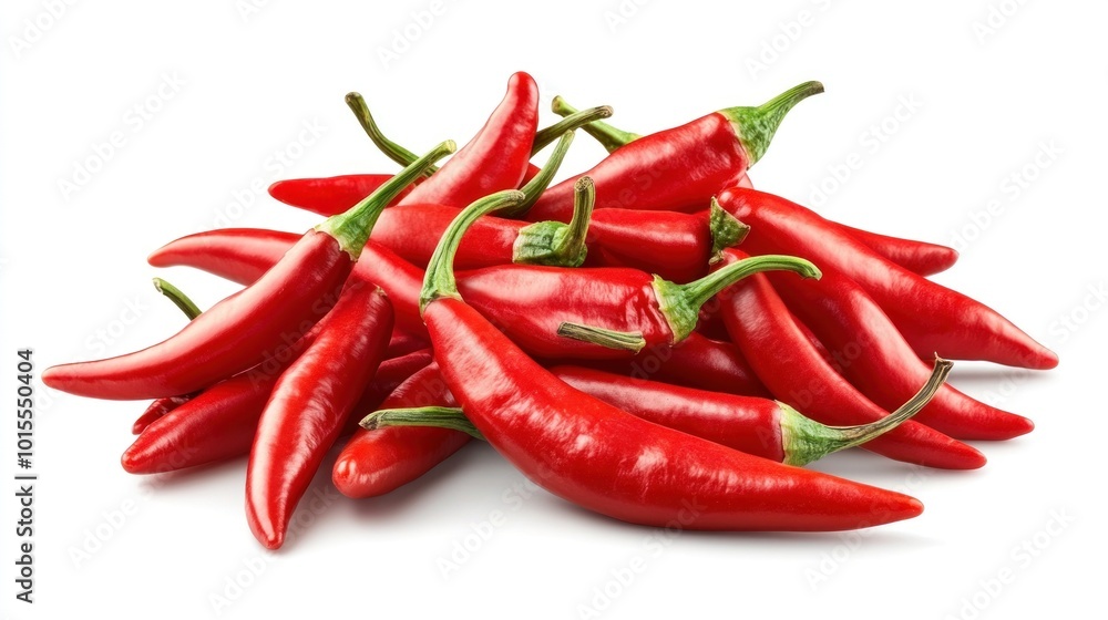 Pile of Red Chili Peppers Isolated on White Background Pile of Red Chili Peppers Isolated on White Background