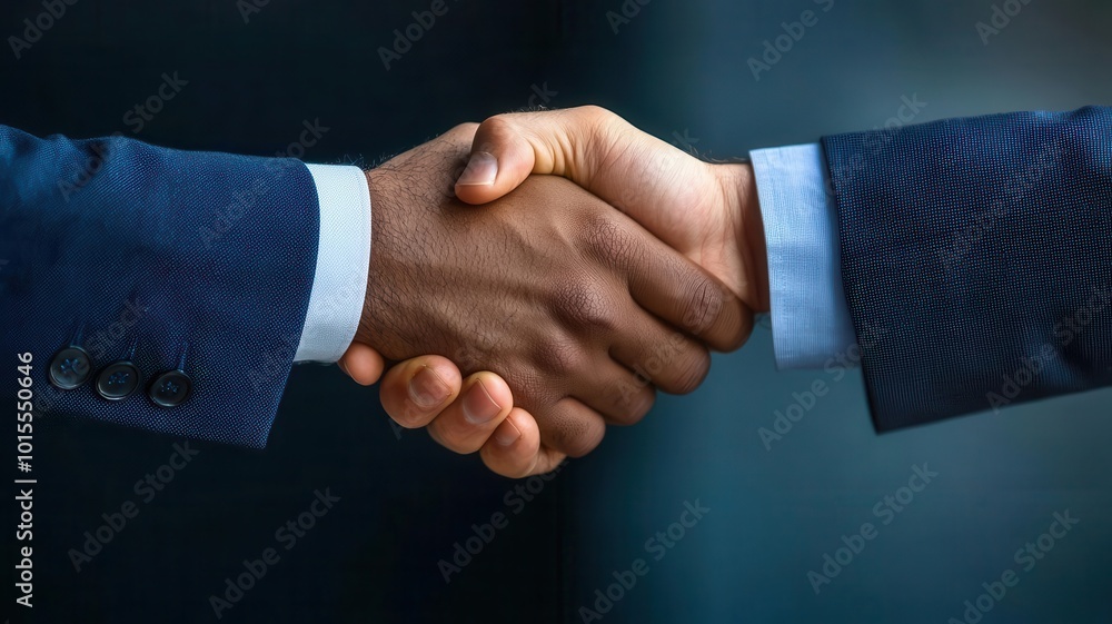 Two professionals exchanging firm handshakes after negotiating a partnership deal, partnership agreement, successful outcome Two professionals exchanging firm handshakes after negotiating a partnership deal, partnership agreement, successful outcome
