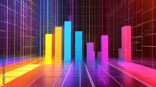 Vibrant Colorful 3D Graph on Modern Background