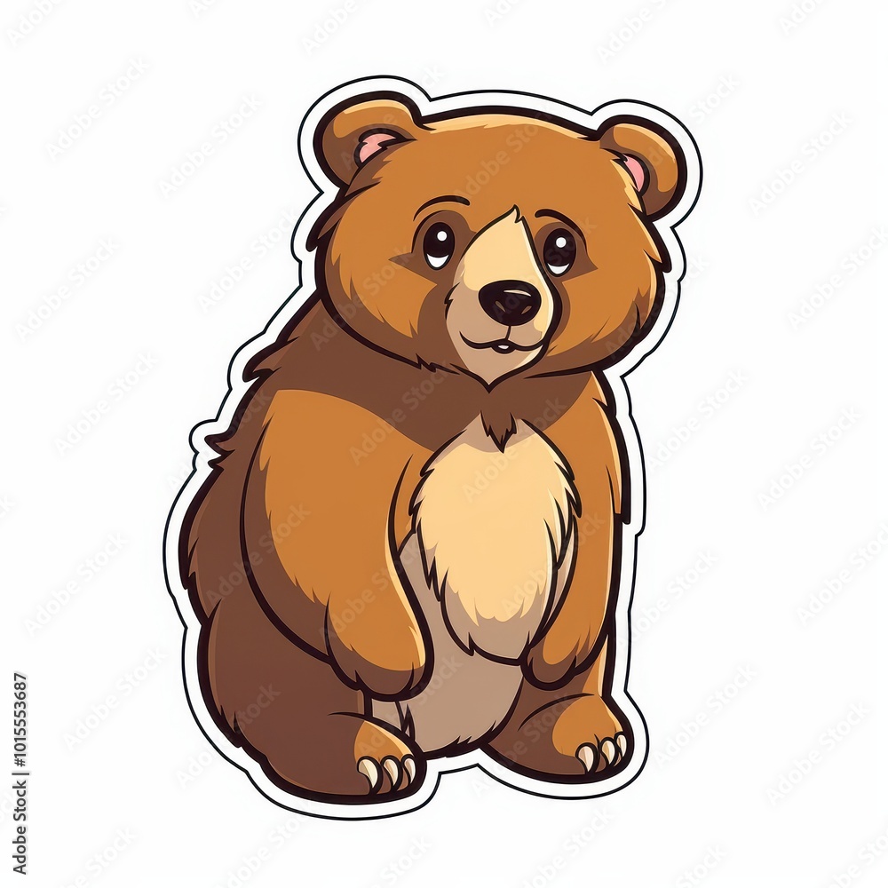 Cute Brown Bear Cartoon Sticker - Animal Illustration for Kids and Branding Cute Brown Bear Cartoon Sticker - Animal Illustration for Kids and Branding