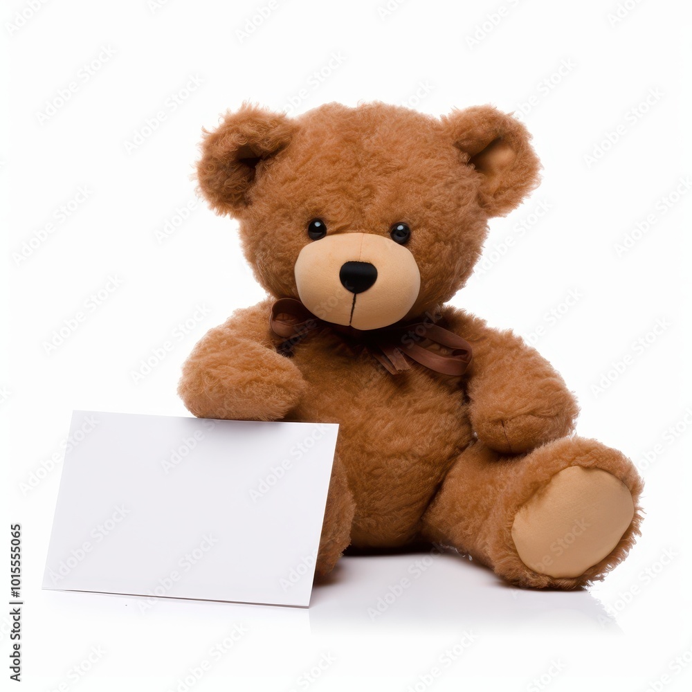 Cute Teddy Bear Holding Blank Paper - Editable Message for Kids and Gifts Cute Teddy Bear Holding Blank Paper - Editable Message for Kids and Gifts