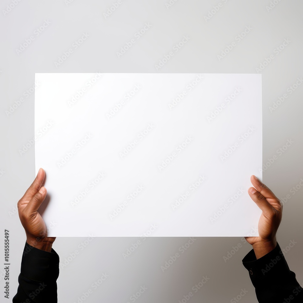Blank White Paper Mockup Held by Hands - Minimal Presentation Background Blank White Paper Mockup Held by Hands - Minimal Presentation Background