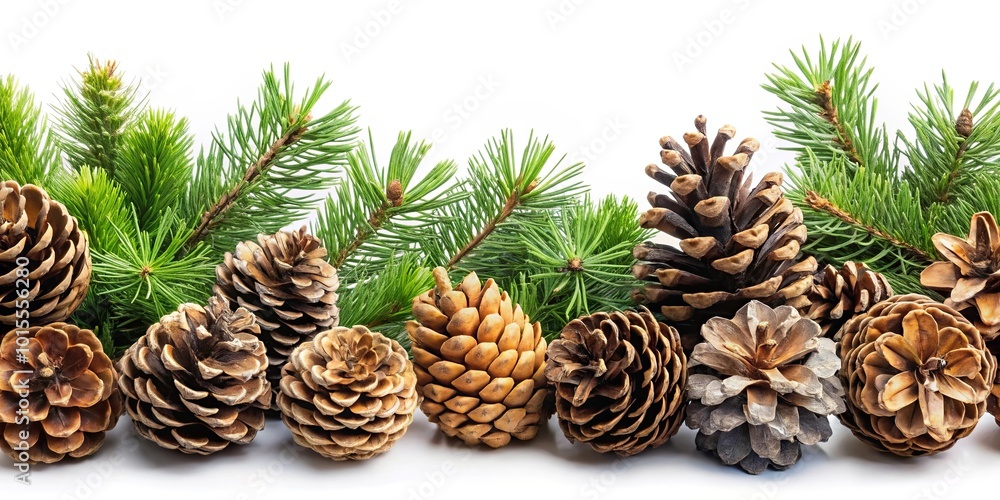 A symphony of natural textures with a collection of pine cones nestled amongst evergreen branches, a visual poem of winter's embrace. A symphony of natural textures with a collection of pine cones nestled amongst evergreen branches, a visual poem of winter's embrace.