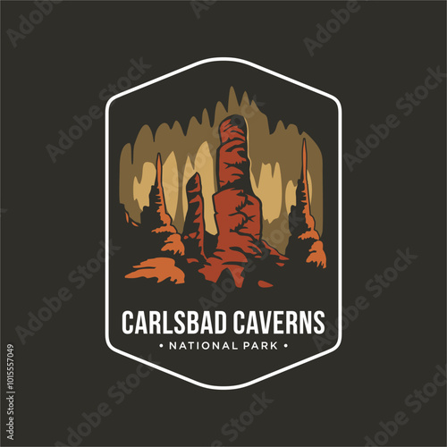 Carlsbad caverns National Park patch logo illustration