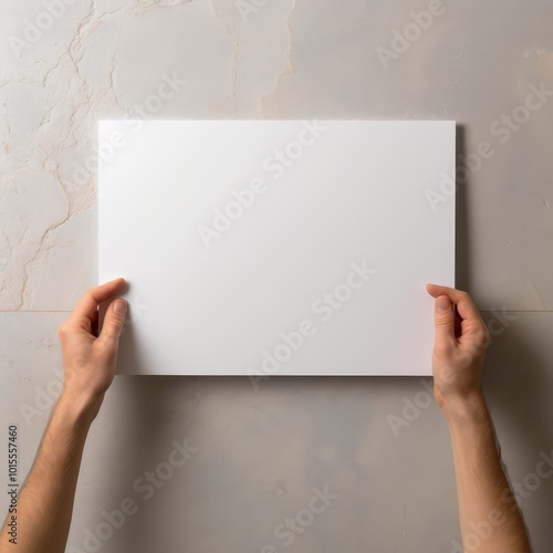 Blank White Paper Mockup Held by Hands - Minimal Presentation Background