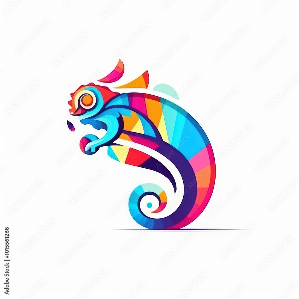 Fototapeta premium Colorful Chameleon Vector Illustration - Vibrant Animal Design for Logo and Branding