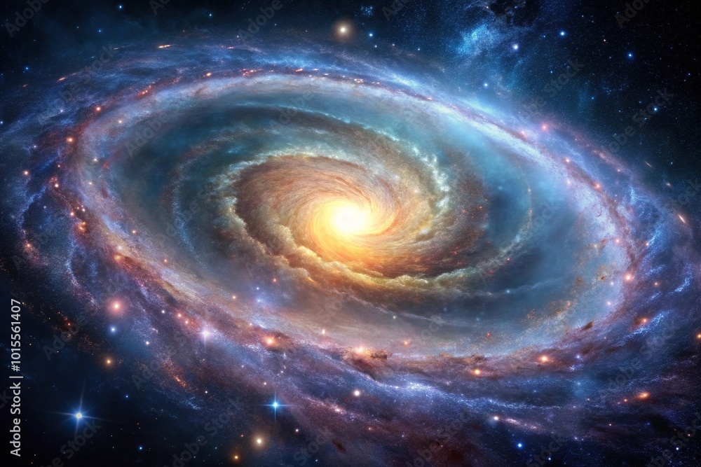 Galactic spiral and Nebula and Starfield Galactic spiral and Nebula and Starfield