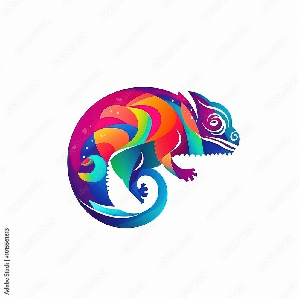 Obraz premium Colorful Chameleon Vector Illustration - Vibrant Animal Design for Logo and Branding