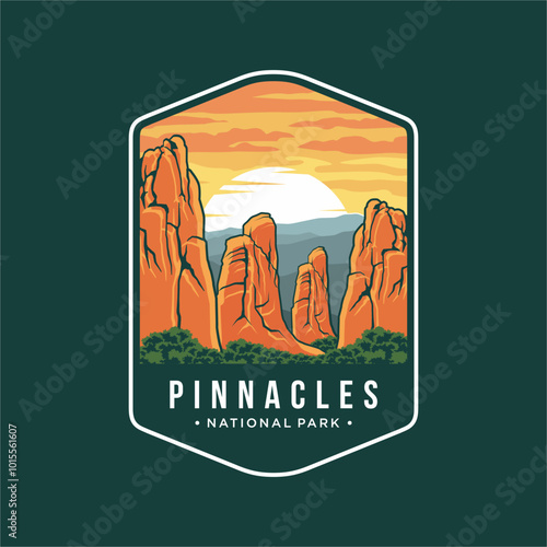 Pinnacles National Park patch logo illustration