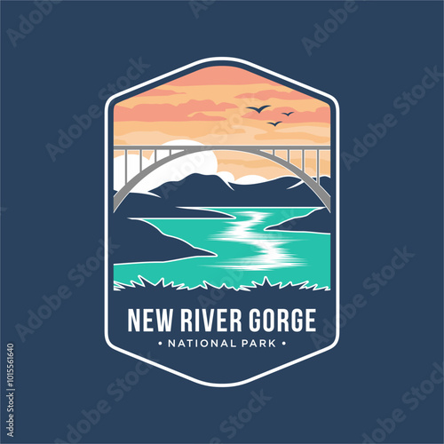 New River Gorge National Park patch logo illustration