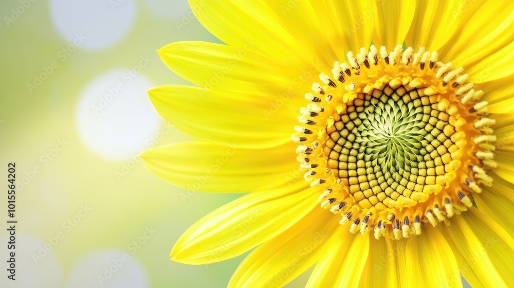 Fototapeta premium A close-up of a sunflower textured center, showcasing the intricate pattern of seeds in spirals, a marvel of nature geometry. --chaos 70 -