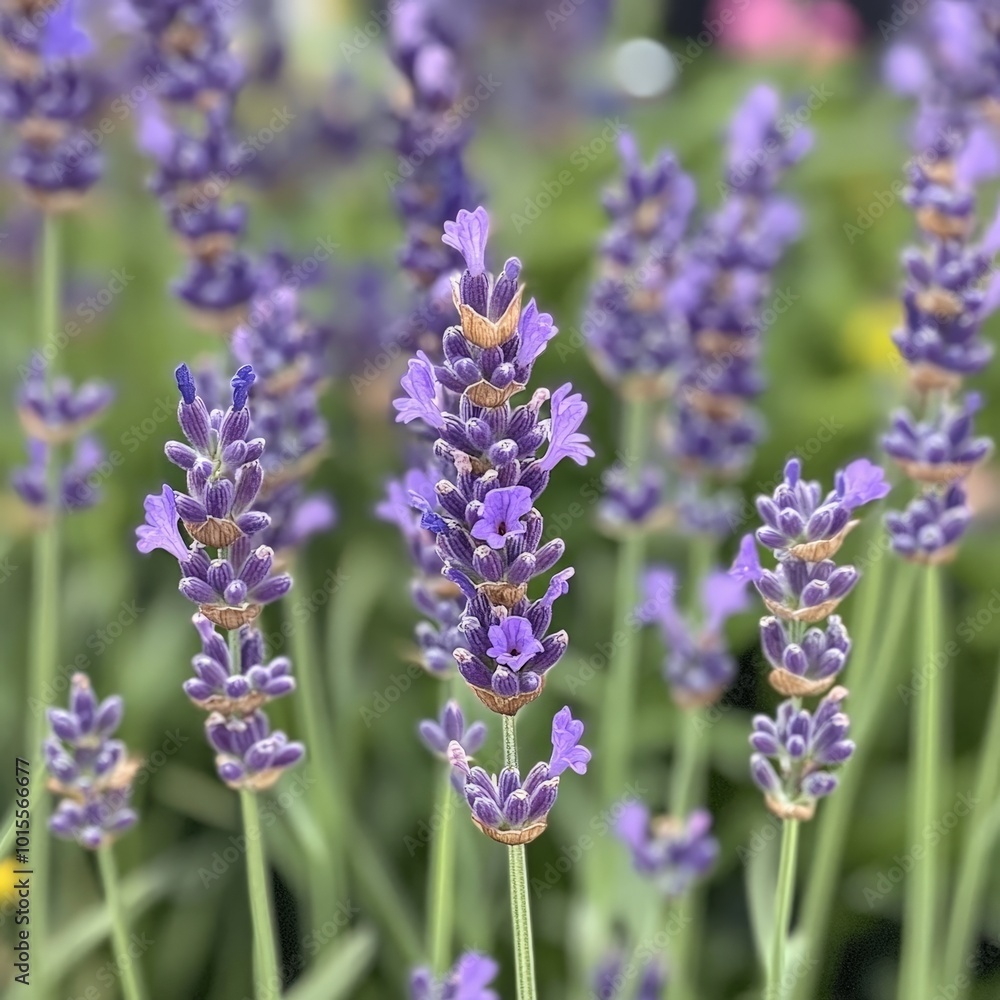 A close-up of lavender flowers in full bloom, their scent almost tangible A close-up of lavender flowers in full bloom, their scent almost tangible