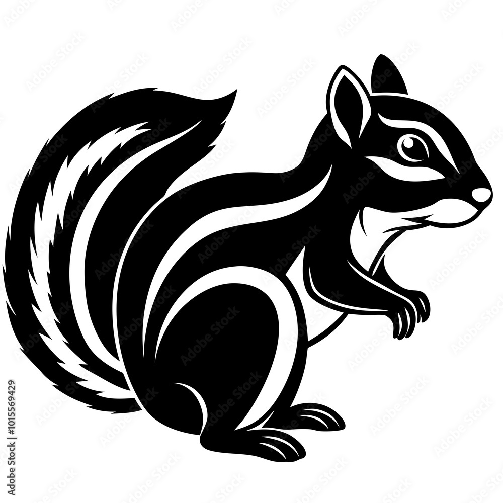 Chipmunk silhouette vector on white background Chipmunk silhouette vector on white background