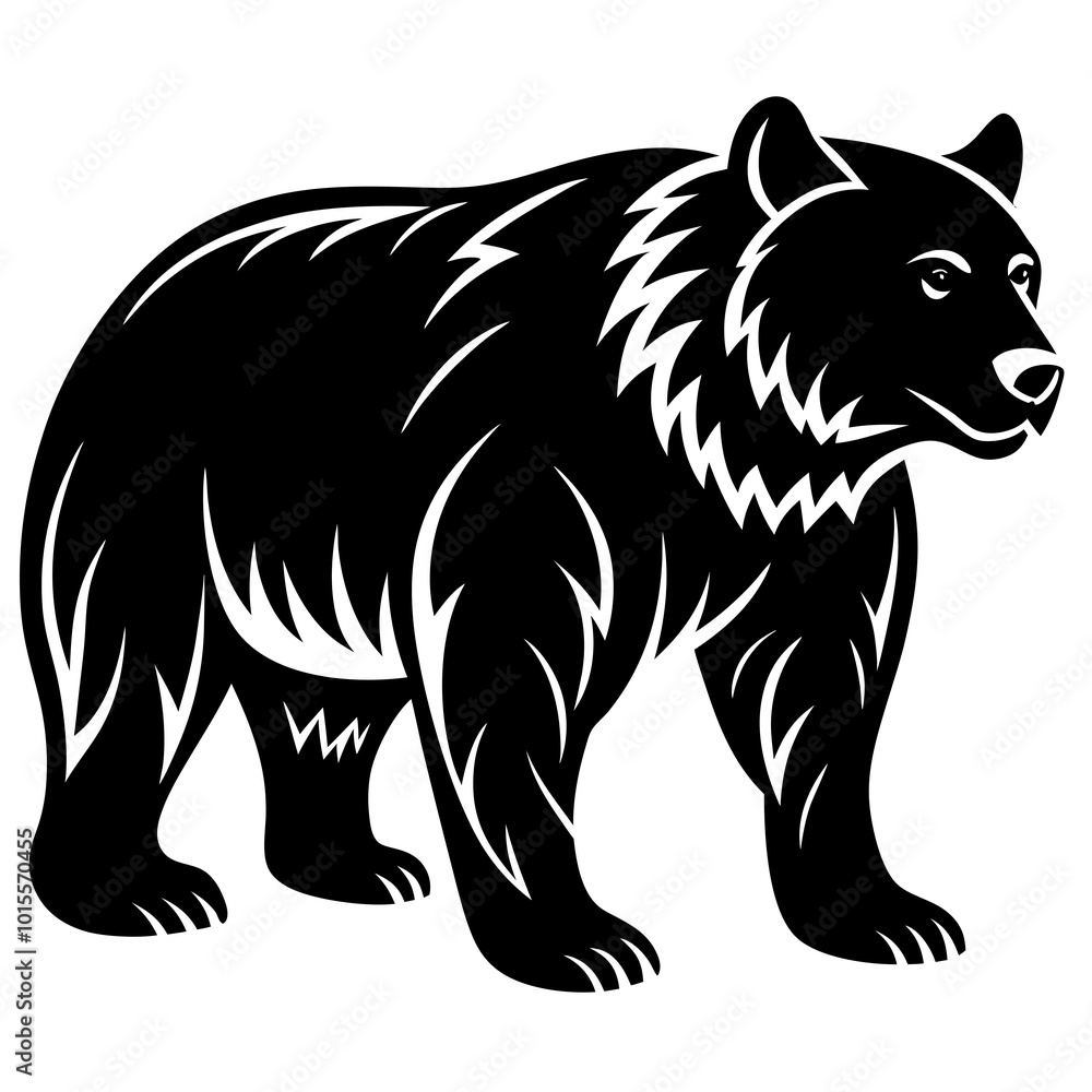 Grizzly bear vector silhouette on white background Grizzly bear vector silhouette on white background