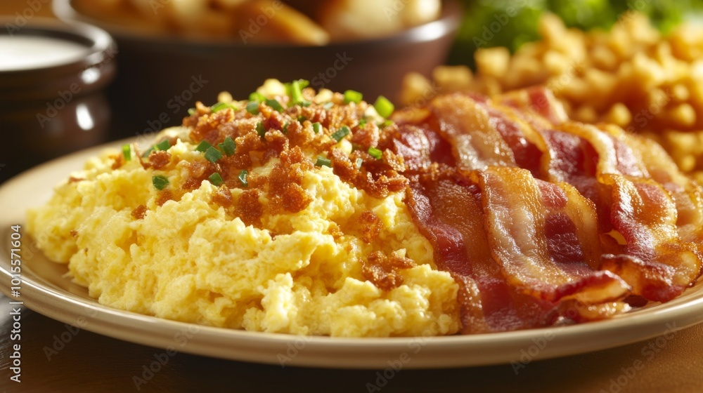 Delicious Breakfast Plate with Eggs and Bacon Delicious Breakfast Plate with Eggs and Bacon