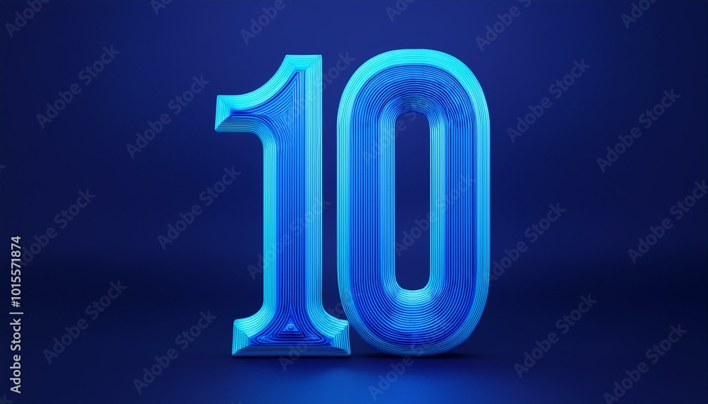Number 10 of blue color. 3d Render illustration Number 10 of blue color. 3d Render illustration