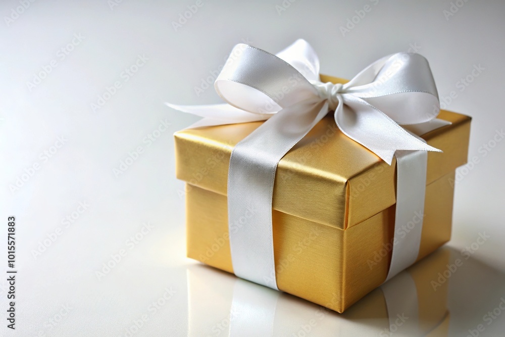 Gift box with bow from low angle view Gift box with bow from low angle view