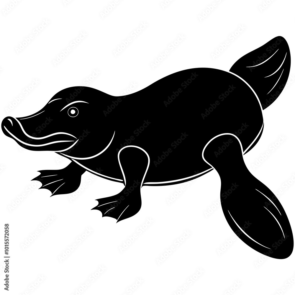 Platypus silhouette vector on white background Platypus silhouette vector on white background