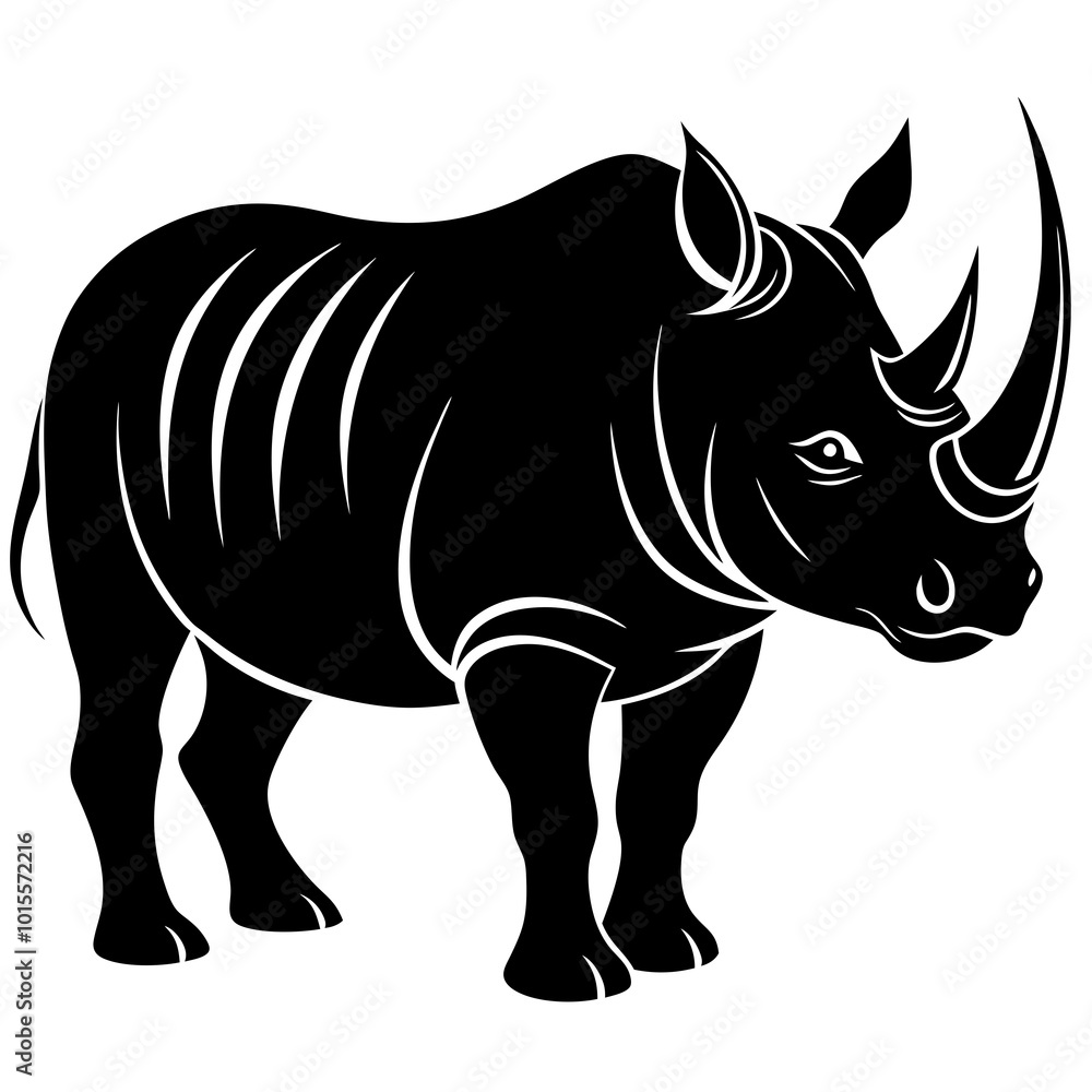 Rhinoceros silhouette vector on white background Rhinoceros silhouette vector on white background