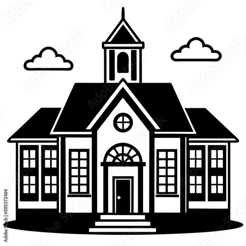 illustration of school building silhouette