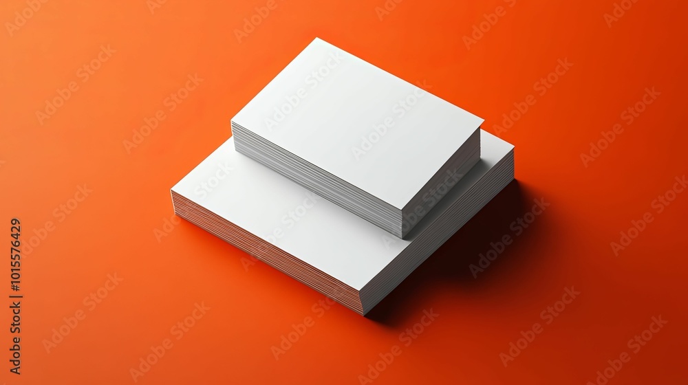 Stack of Blank White Business Cards on Orange Background Stack of Blank White Business Cards on Orange Background