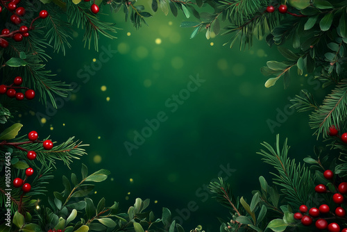Christmas tree branches background with festive green holiday foliage for seasonal decoration