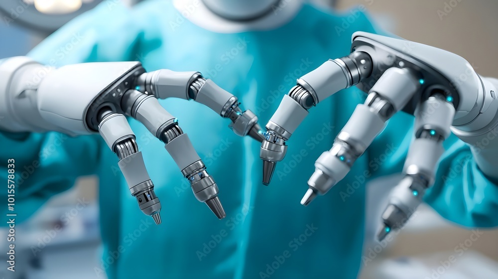 Robotic Surgeon Hands Closeup Robotic Surgeon Hands Closeup