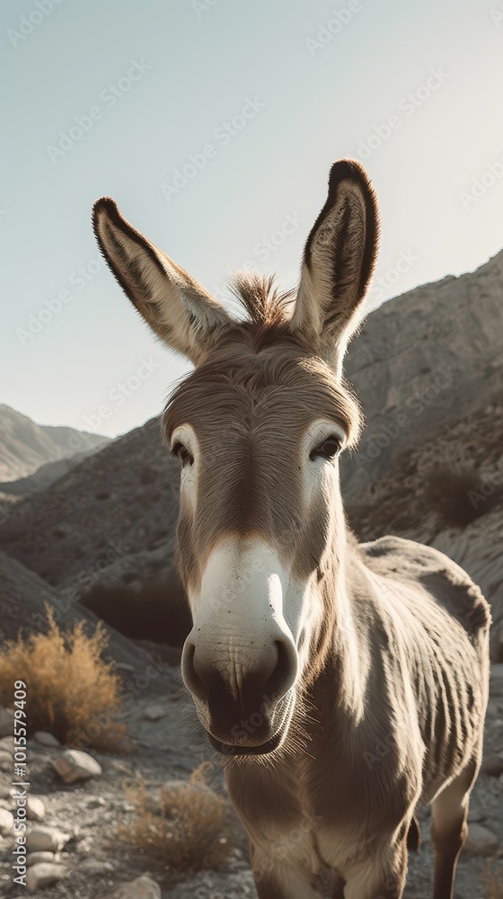 Curious Donkey in a Natural Meadow in Wildlife Photography Curious Donkey in a Natural Meadow in Wildlife Photography