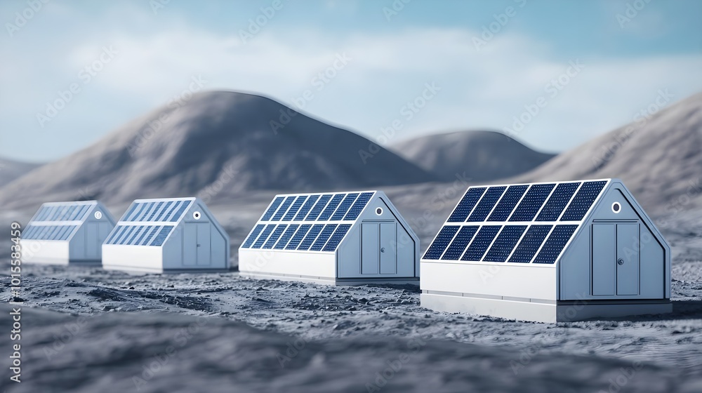 Solar Powered Homes in Desert Landscape