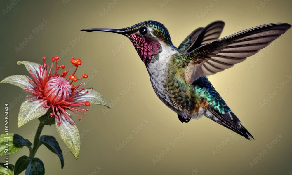 Fototapeta premium hummingbird and flower