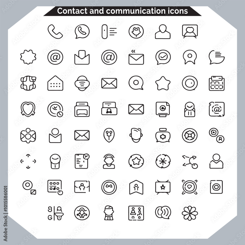 Contact and communication icon set, outline icon for contact, business card contact information icon. Web icon, lines web icons, outline icons pack
