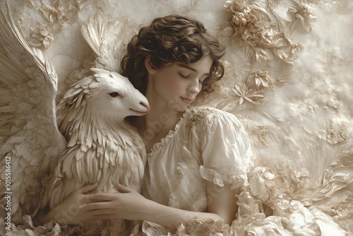 Child Aphrodite with winged creature