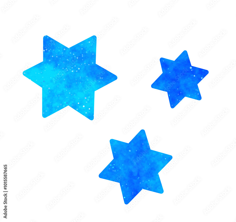Obraz premium 青い星空｜シンプルな六角形の星 