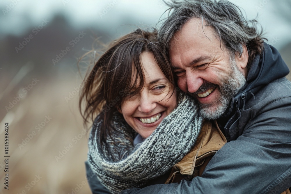 Portrait of happy senior couple embracing in winter park. Smiling man and woman embracing. Portrait of happy senior couple embracing in winter park. Smiling man and woman embracing.