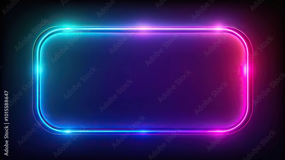 Glowing neon rectangular frame on black background Glowing neon rectangular frame on black background