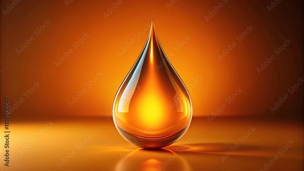 Glowing orange liquid drop silhouette with shiny surface Glowing orange liquid drop silhouette with shiny surface