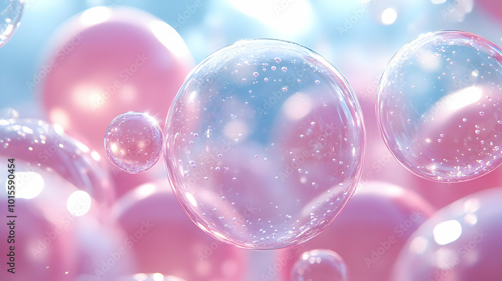 Abstract 3D Render of Light Pink and Blue Bubbles Abstract 3D Render of Light Pink and Blue Bubbles