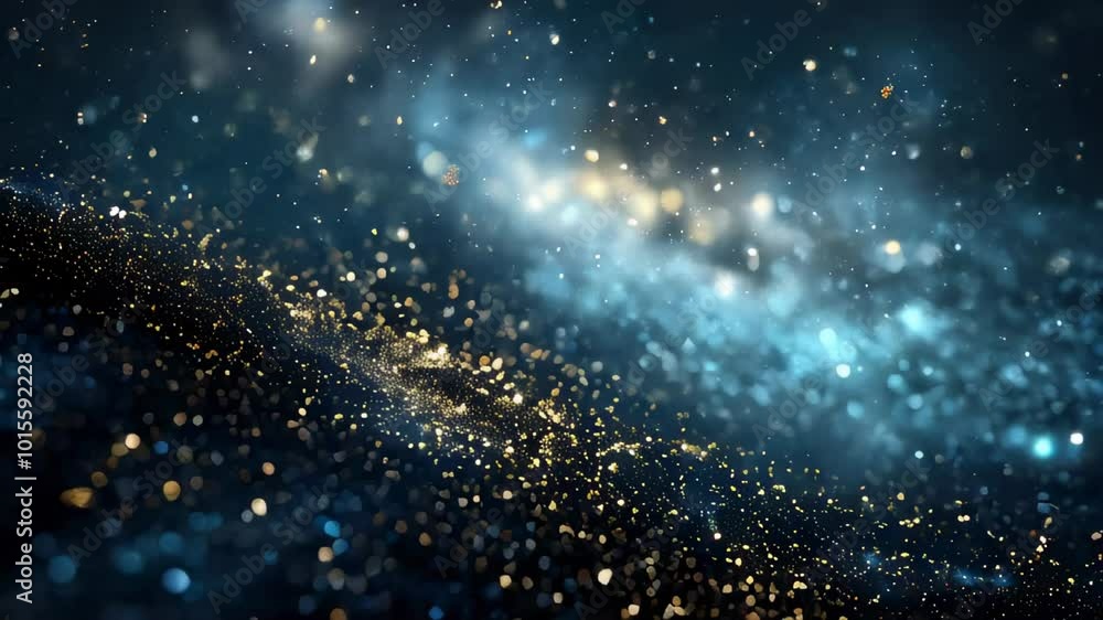 A dazzling background of glittering blue and gold particles, creating a mesmerizing and ethereal effect. A dazzling background of glittering blue and gold particles, creating a mesmerizing and ethereal effect.
