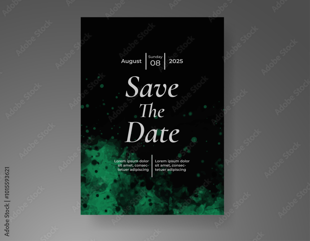 Fototapeta premium Wedding invitation with Abstract splashed watercolor background