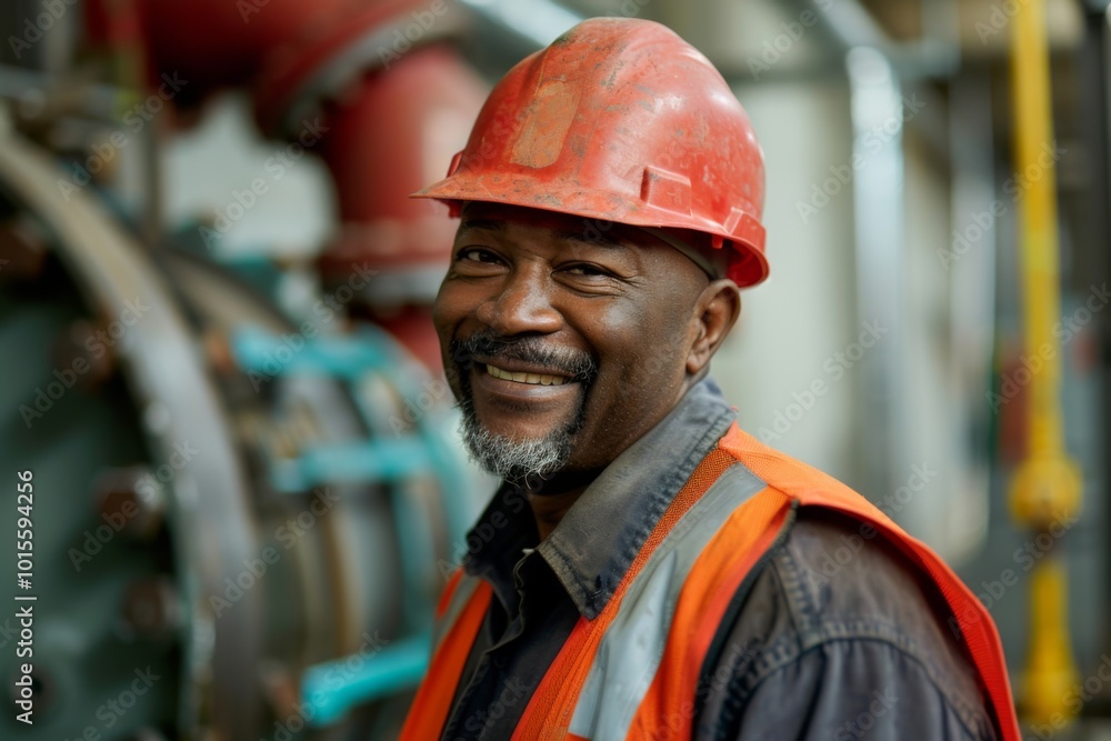 Portrait of a smiling middle aged male engineer at hydroelectric plant Portrait of a smiling middle aged male engineer at hydroelectric plant