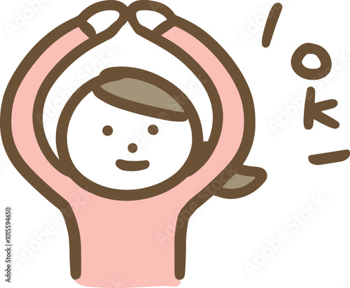 頭の上で丸を作ってOKの返事をする女性