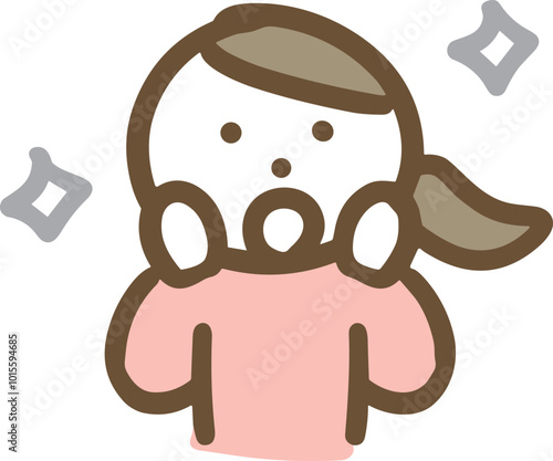 キラキラさせて驚いている女性