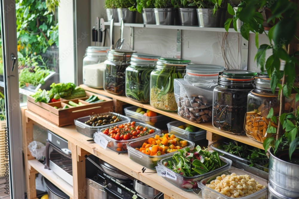 Interior of a zero waste kitchen Interior of a zero waste kitchen