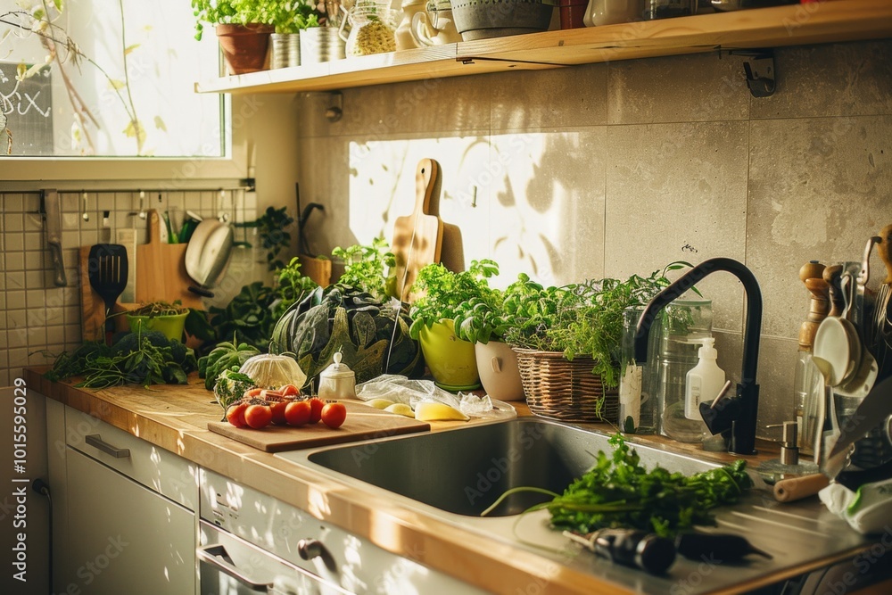 Interior of a zero waste kitchen Interior of a zero waste kitchen