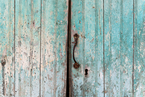 Damaged wooden door