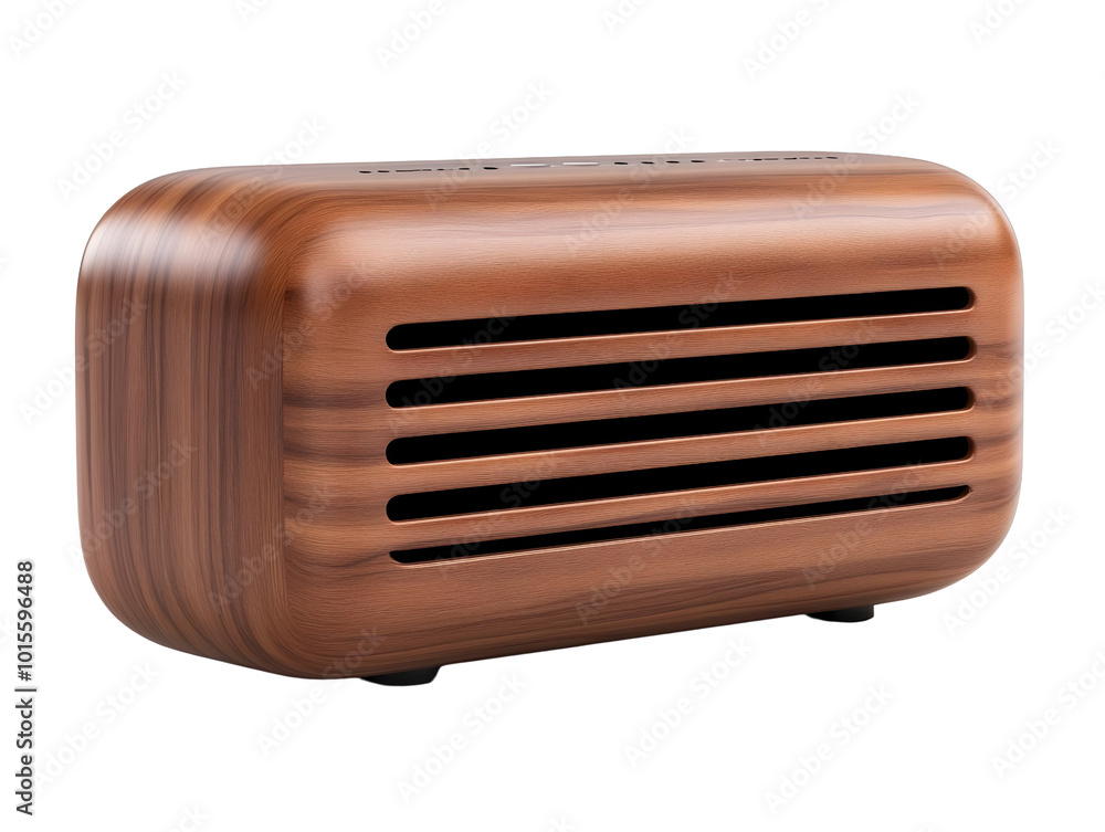 Retro wooden speaker with sleek design and sound grills, perfect for enhancing modern decor. Retro wooden speaker with sleek design and sound grills, perfect for enhancing modern decor.