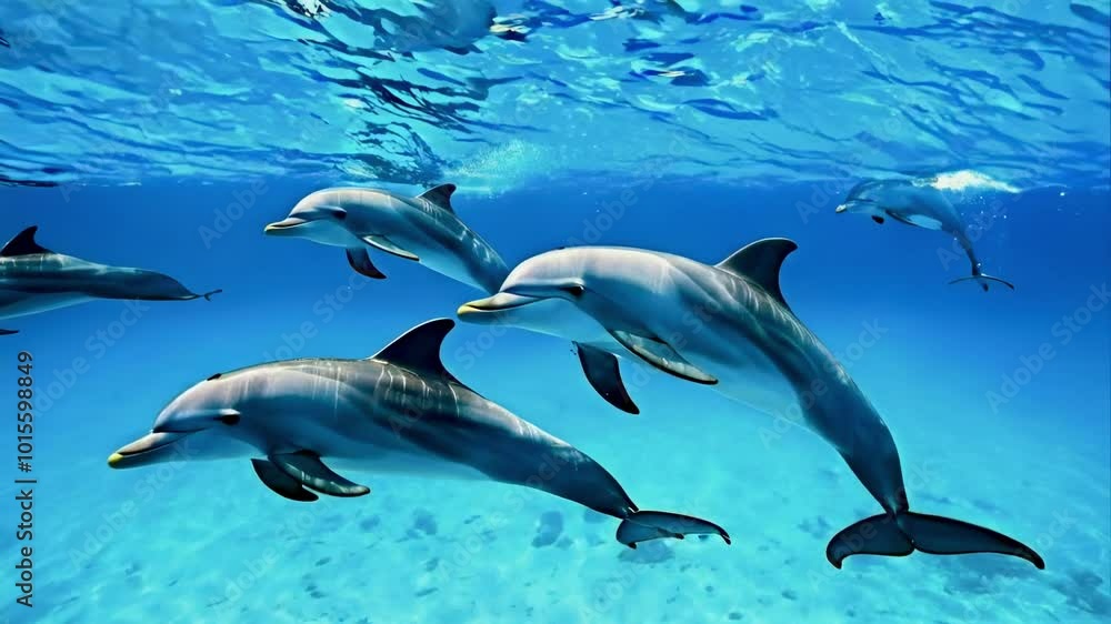 Dolphins Swimming Free in the Blue Sea Dolphins Swimming Free in the Blue Sea