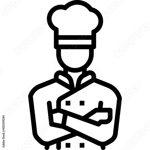 executive chef in uniform and hat ready to cook food line or outline icon